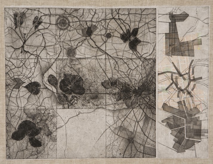 Mappa IV, akwaforta, akwatinta, miękki grunt, 50 x 68, 2015